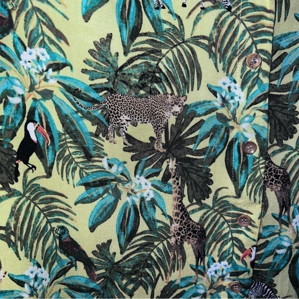 JANE + DELANCEY Women set Green Jungle Print Button Down Shirt XL Animals Zebra - Picture 8 of 17